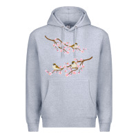 Heather Grey cherry blossom sakura with bird Premium Hoodie - artisFamous