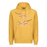 Mustard cherry blossom sakura with bird Premium Hoodie - artisFamous
