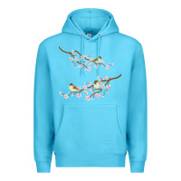 Ocean Blue cherry blossom sakura with bird Premium Hoodie - artisFamous