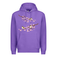 Purple cherry blossom sakura with bird Premium Hoodie - artisFamous