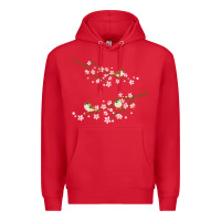 Red cherry blossom sakura with bird Premium Hoodie - artisFamous