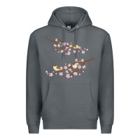 Rock cherry blossom sakura with bird Premium Hoodie - artisFamous