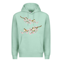 Seafoam cherry blossom sakura with bird Premium Hoodie - artisFamous