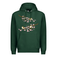 Sports Green cherry blossom sakura with bird Premium Hoodie - artisFamous