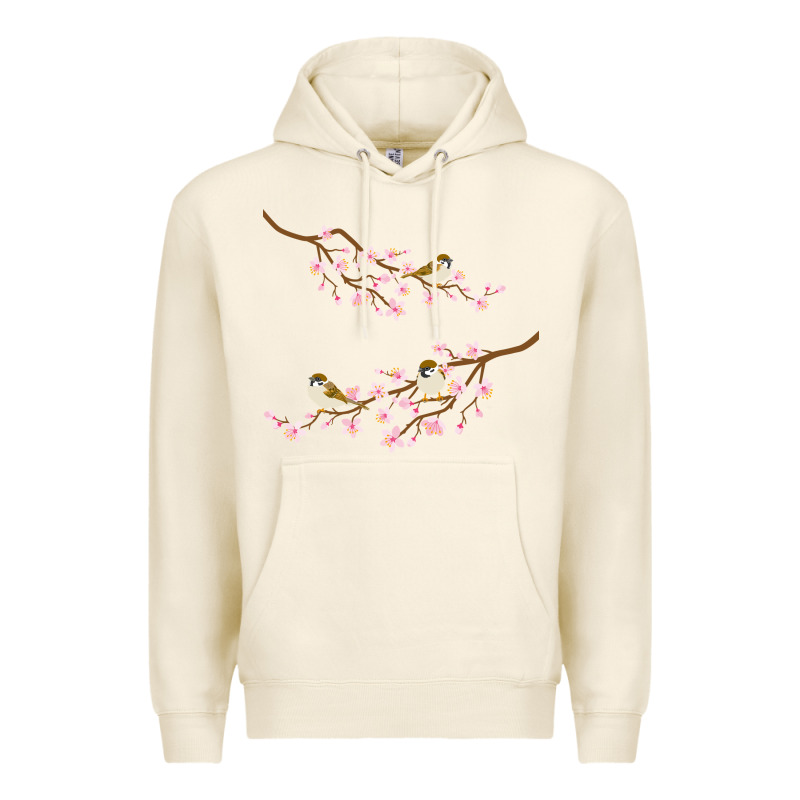 Cherry Blossom Sakura With Bird Premium Hoodie by artisFamous | Teevron
