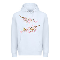 White cherry blossom sakura with bird Premium Hoodie - artisFamous