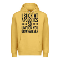 Antique Gold i suck at apologies so unfuck you or whatever swearing black Premium Hoodie - artisFamous