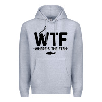 Heather Grey where's the fish Premium Hoodie - artisFamous
