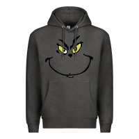 Charcoal Heather Grinch Face Premium Hoodie - artisFamous