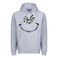 Heather Grey Grinch Face Premium Hoodie - artisFamous