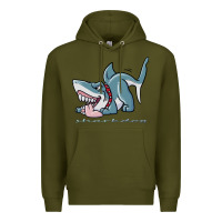 Army Green Sharkdog Sticker Premium Hoodie - artisFamous