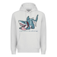 Dove Grey Sharkdog Sticker Premium Hoodie - artisFamous