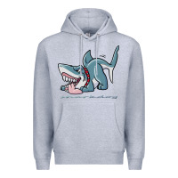 Heather Grey Sharkdog Sticker Premium Hoodie - artisFamous