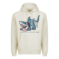 Oatmeal Heather Sharkdog Sticker Premium Hoodie - artisFamous