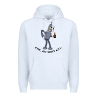 White Futurama Ctrl Alt Shift Kill Bender Premium Hoodie - artisFamous