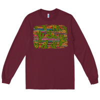 Burgundy cinco de mayo sunflower and cactus background Long Sleeve Tee - Artiststas