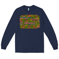 Navy cinco de mayo sunflower and cactus background Long Sleeve Tee - Artiststas
