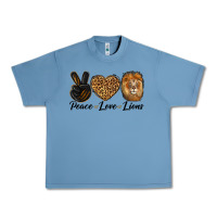 Pebble Blue Peace Love Lion Head Urban Heavy Tee - LillyAllenDesigns