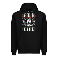 Black fro.zen o.l.a.f hug life ugly christmas sweater style shirt Premium Hoodie - artisFamous