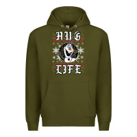 Army Green fro.zen o.l.a.f hug life ugly christmas sweater style shirt Premium Hoodie - artisFamous