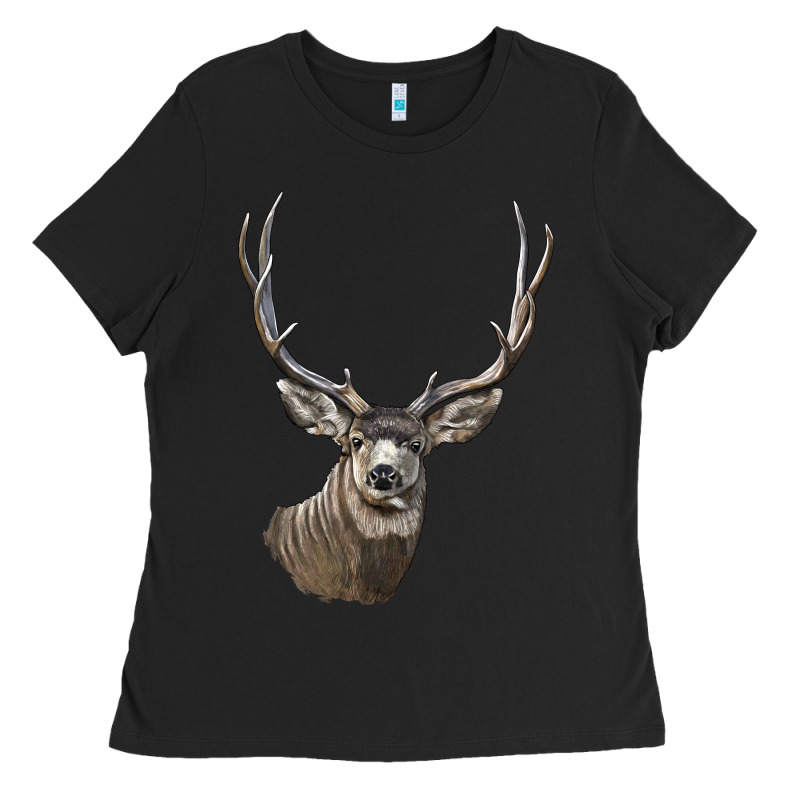 Mule Buck Deer Head Ladies Tee by LillyAllenDesigns | Teevron