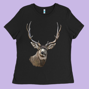 Mule Buck Deer Head Ladies Tee Designed By Lillyallendesigns