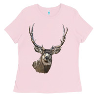 Bubblegum Pink Mule Buck Deer Head Ladies Tee - LillyAllenDesigns