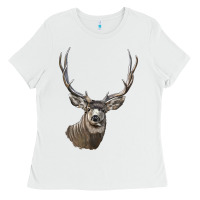 White Mule Buck Deer Head Ladies Tee - LillyAllenDesigns
