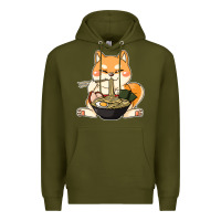 Army Green shiba inu dog ramen Premium Hoodie - artisFamous