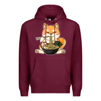 Burgundy shiba inu dog ramen Premium Hoodie - artisFamous