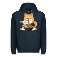 Navy shiba inu dog ramen Premium Hoodie - artisFamous