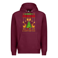 Burgundy merry christmas Premium Hoodie - artisFamous