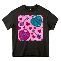 Asphalt valentines day lock and key seamless pattern Heavy Core Tee - BundleAndBundleShop