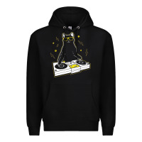 Black cat dj Premium Hoodie - artisFamous