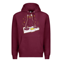 Burgundy cat dj Premium Hoodie - artisFamous