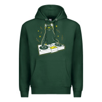 Sports Green cat dj Premium Hoodie - artisFamous