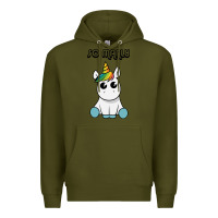 Army Green so manly funny unicorn Premium Hoodie - artisFamous