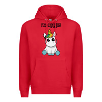 Red so manly funny unicorn Premium Hoodie - artisFamous