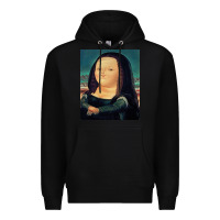 Black fernando botero mona lisa Premium Hoodie - artisFamous