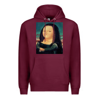 Burgundy fernando botero mona lisa Premium Hoodie - artisFamous