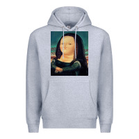 Heather Grey fernando botero mona lisa Premium Hoodie - artisFamous