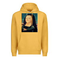 Mustard fernando botero mona lisa Premium Hoodie - artisFamous