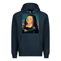 Navy fernando botero mona lisa Premium Hoodie - artisFamous
