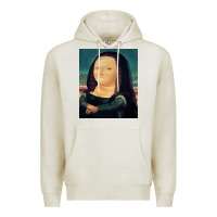 Oatmeal Heather fernando botero mona lisa Premium Hoodie - artisFamous