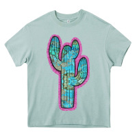 Arona Western Turquoise Cactus Heavy Core Tee - RanaPortraitStore