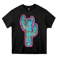 Black Western Turquoise Cactus Heavy Core Tee - RanaPortraitStore