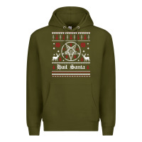 Army Green hail santa ugly christmas sweater   sweatshirt Premium Hoodie - artisFamous