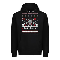 Black hail santa ugly christmas sweater   sweatshirt Premium Hoodie - artisFamous