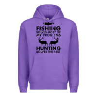 Purple funny fishing and hunting Premium Hoodie - artisFamous