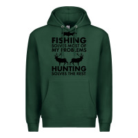 Sports Green funny fishing and hunting Premium Hoodie - artisFamous